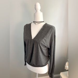 Express grey V- neck top